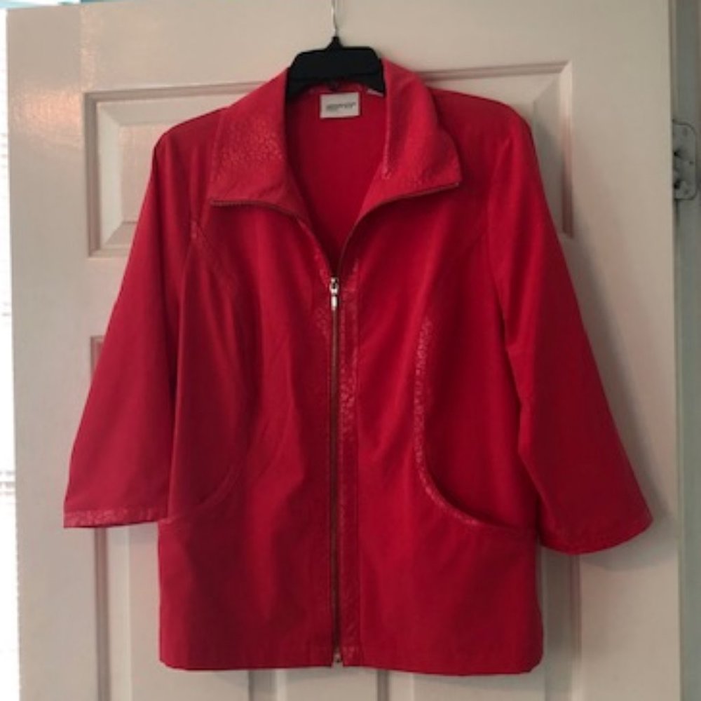 Chico's Zenergy Red Orange 3/4 Sleeve Jacket